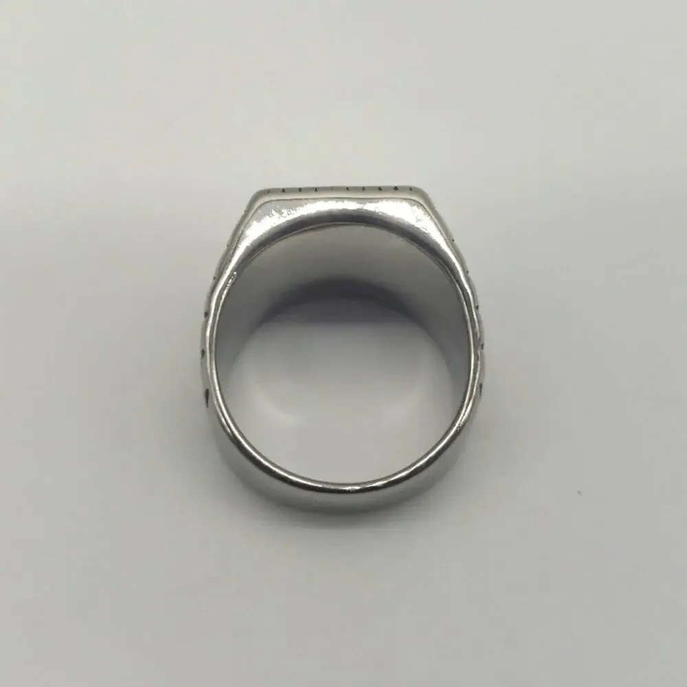Men’s Aqua Cubic Zirconia Stainless Steel Statement Ring Size 9.5 Handmade NWT